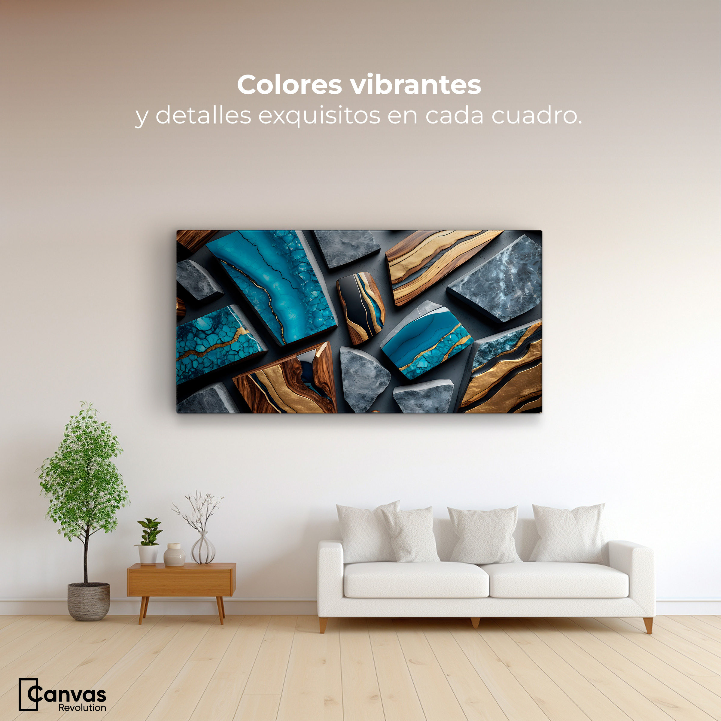 Foto 3 pulgar | Cuadro Decorativo Canvas Abstracto Geometría Orgánica 120x60