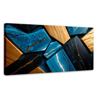 Foto 1 | Cuadro Decorativo Canvas Abstracto Azul Marmoleado 120x60