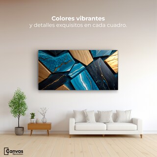 Foto 2 | Cuadro Decorativo Canvas Abstracto Azul Marmoleado 120x60