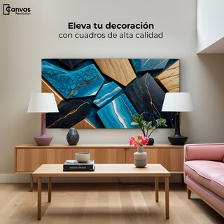 Foto 3 | Cuadro Decorativo Canvas Abstracto Azul Marmoleado 120x60