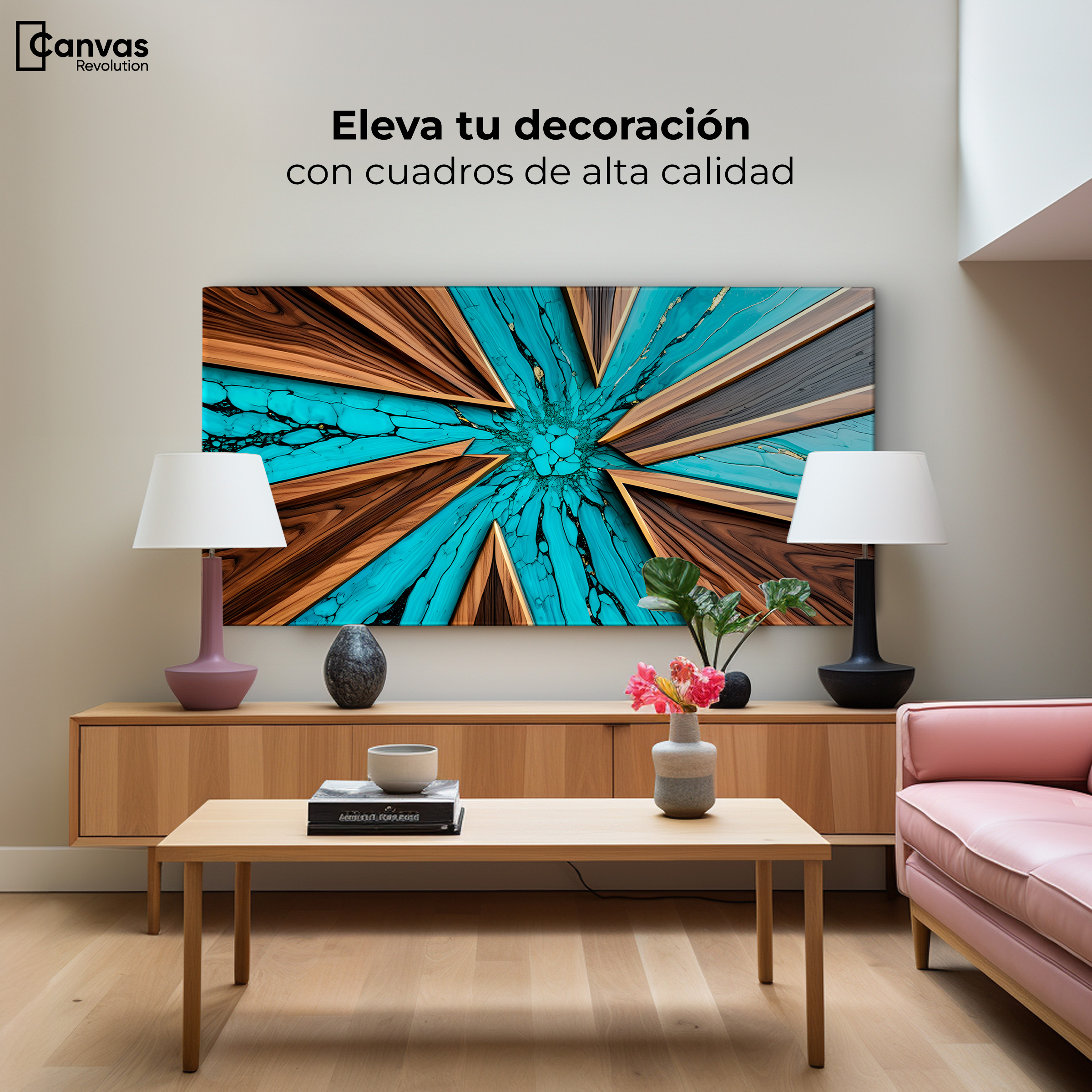 Foto 4 pulgar | Cuadro Decorativo Canvas Abstracto Contraste Elemental 120x60