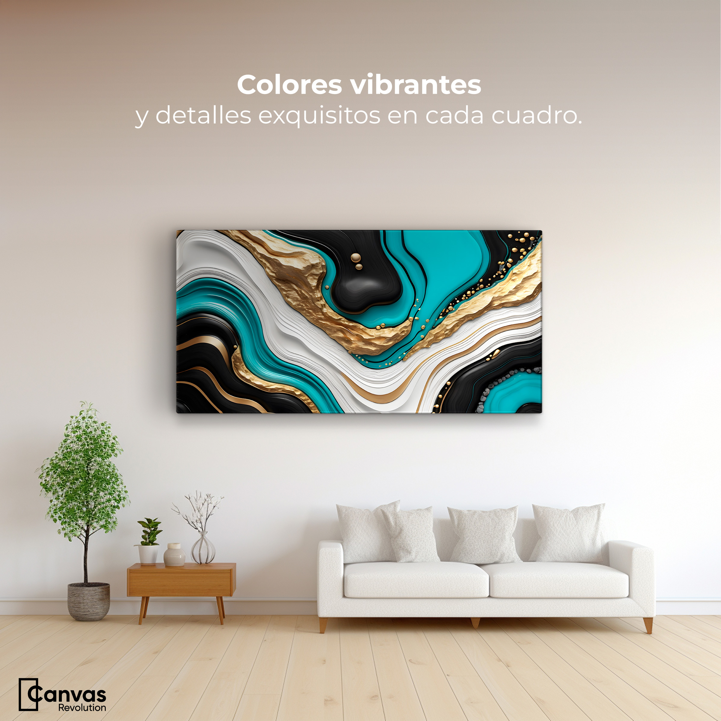 Foto 3 pulgar | Cuadro Decorativo Canvas Abstracto Elegancia Fluida 120x60