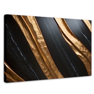 Foto 1 | Cuadro Decorativo Canvas Abstracto Obsidiana Dorada 90x60