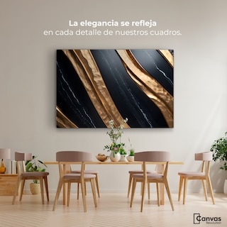 Foto 2 | Cuadro Decorativo Canvas Abstracto Obsidiana Dorada 90x60