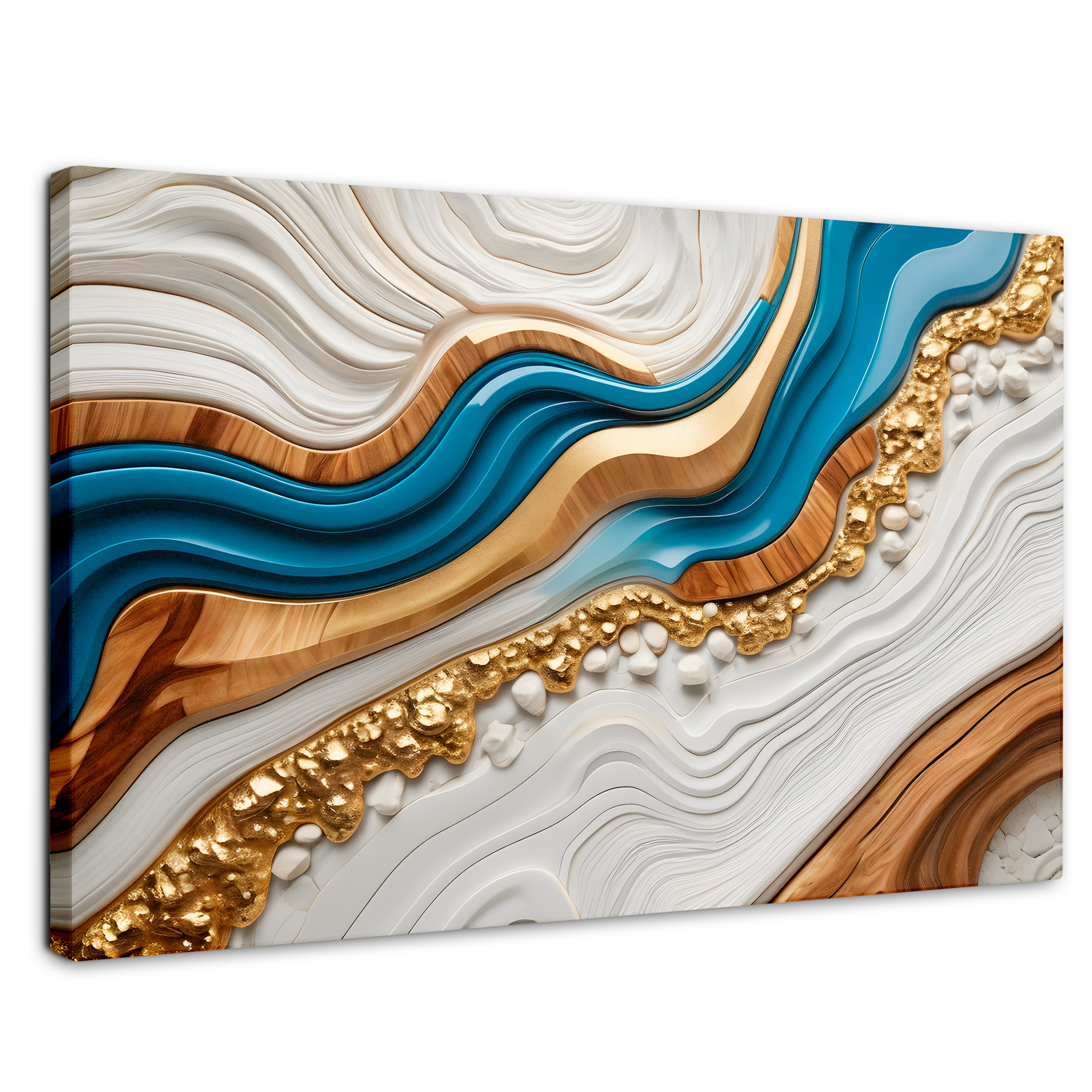 Cuadro Decorativo Canvas Abstracto Estratos Dorados 90x60