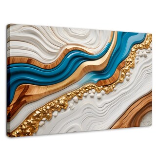 Foto 1 | Cuadro Decorativo Canvas Abstracto Estratos Dorados 90x60