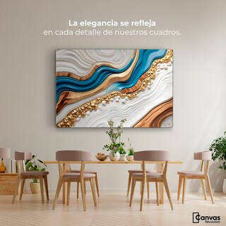 Foto 2 | Cuadro Decorativo Canvas Abstracto Estratos Dorados 90x60