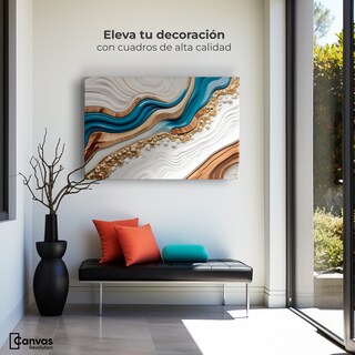 Foto 3 | Cuadro Decorativo Canvas Abstracto Estratos Dorados 90x60