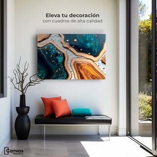 Foto 3 | Cuadro Decorativo Canvas Abstracto Geometría Natural 90x60