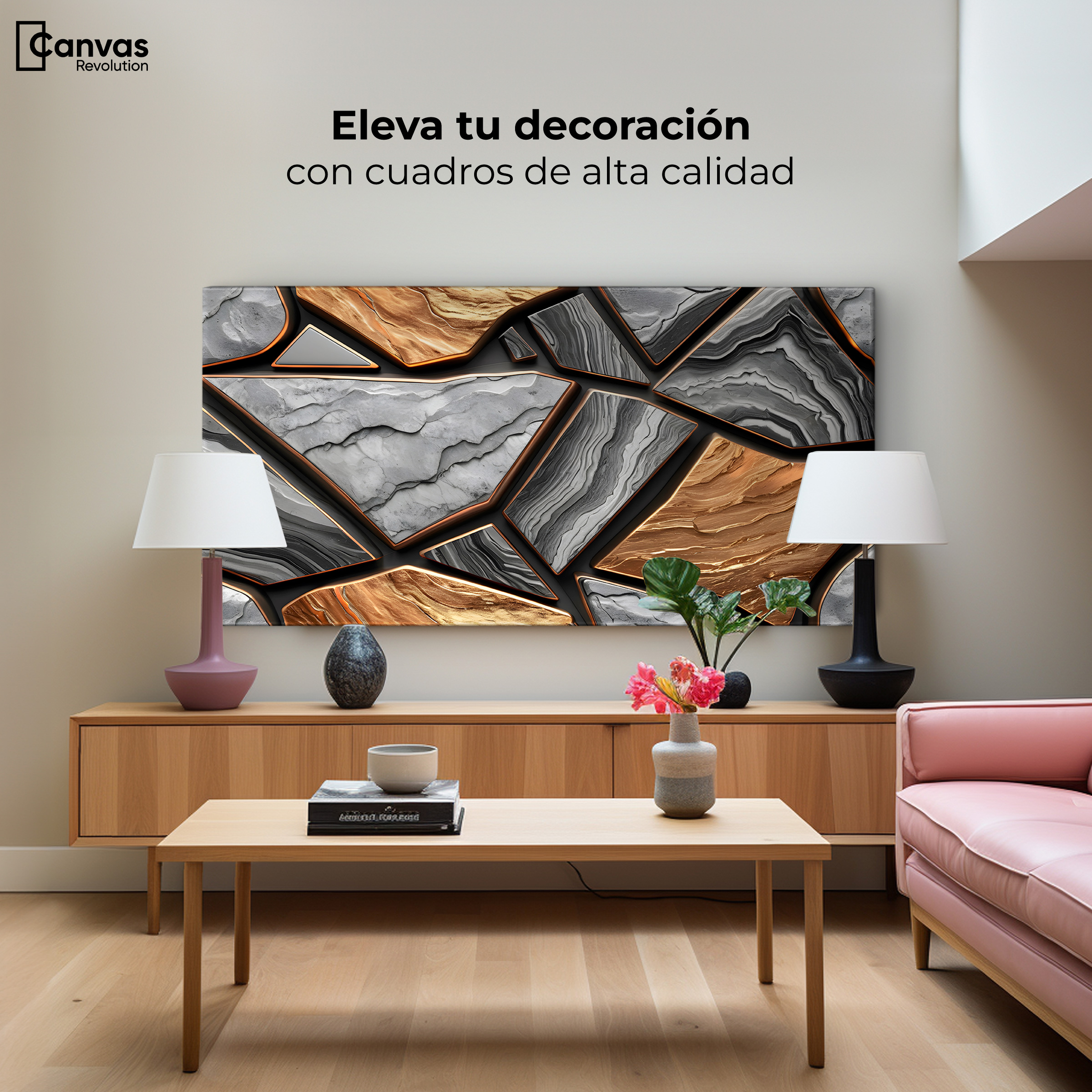 Foto 4 pulgar | Cuadro Decorativo Canvas Abstracto Mármol Modernos 120x60