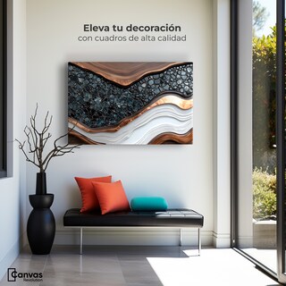 Foto 3 | Cuadro Decorativo Canvas Abstracto Textura Metálica 90x60