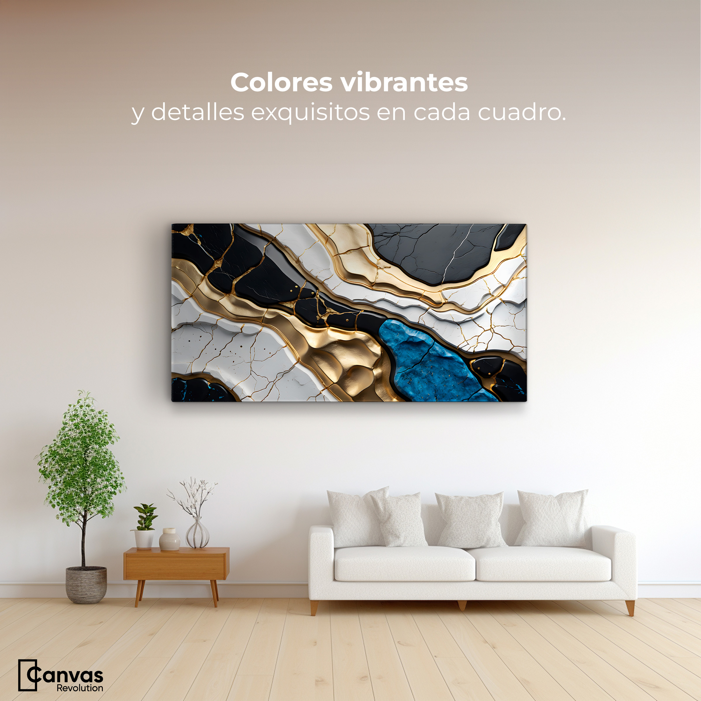 Foto 3 pulgar | Cuadro Decorativo Canvas Abstracto Dorado  120x60
