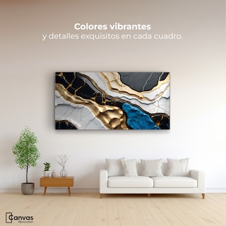Foto 2 | Cuadro Decorativo Canvas Abstracto Dorado 120x60