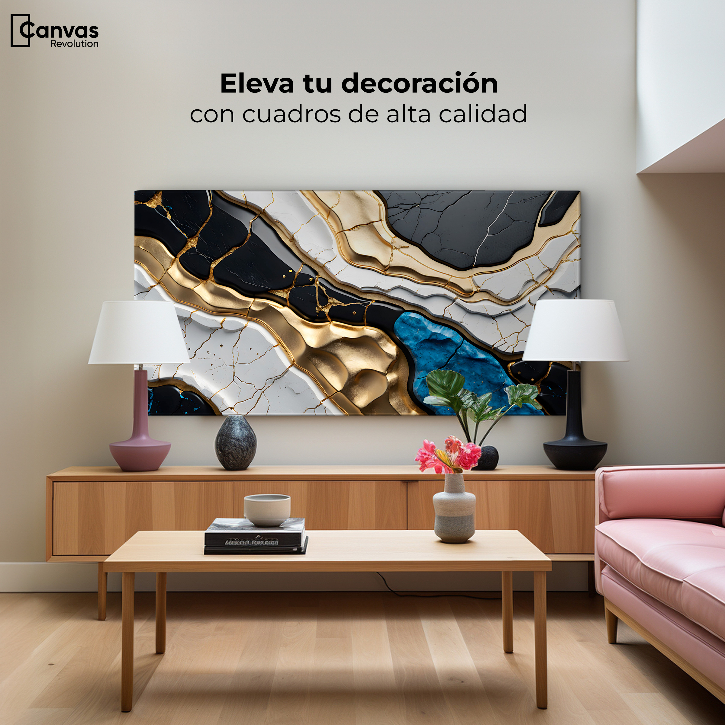 Foto 4 pulgar | Cuadro Decorativo Canvas Abstracto Dorado  120x60