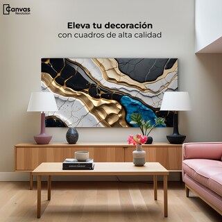 Foto 3 | Cuadro Decorativo Canvas Abstracto Dorado 120x60