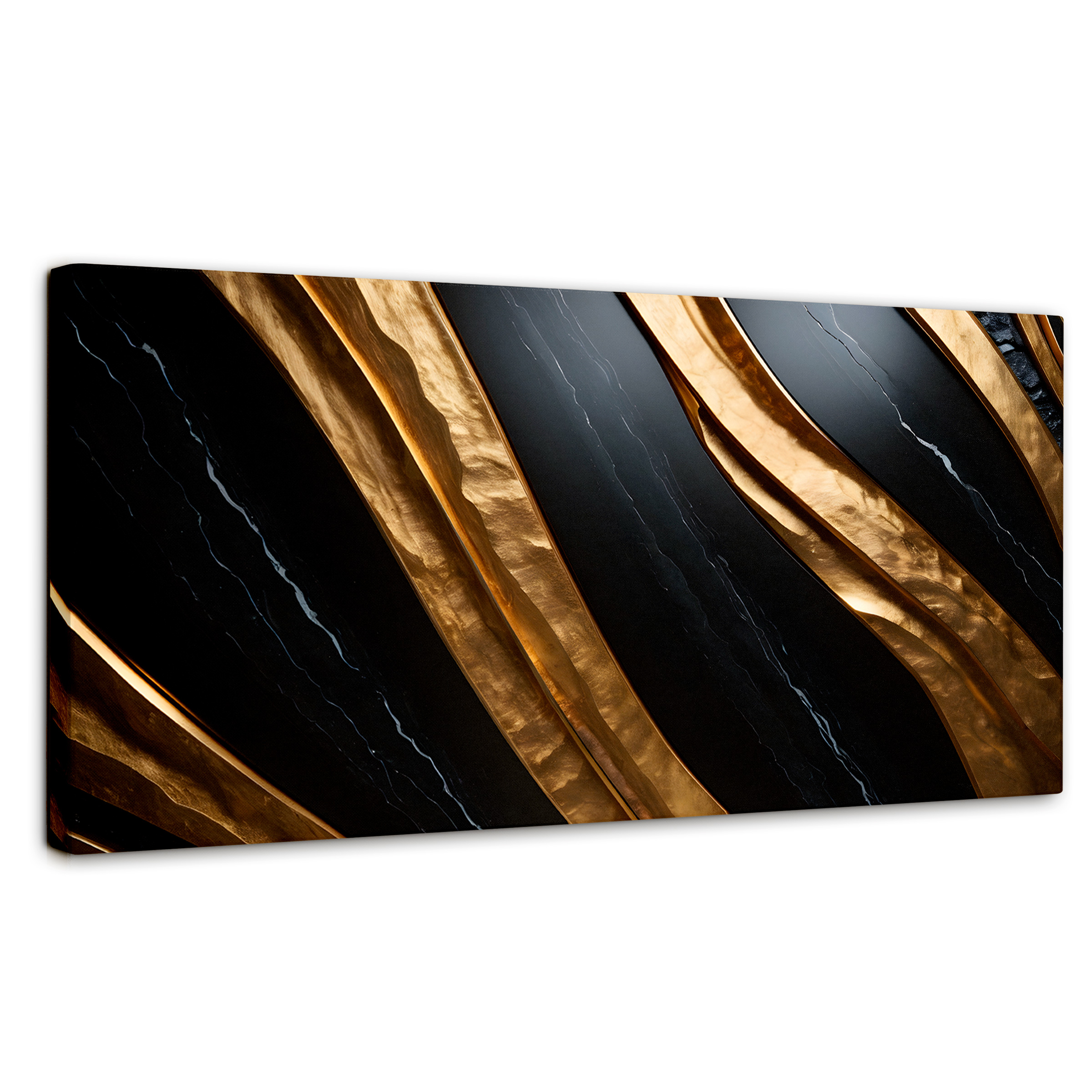 Cuadro Decorativo Canvas Abstracto Obsidiana Dorada 120x60