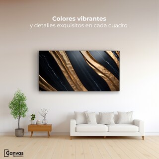 Foto 2 | Cuadro Decorativo Canvas Abstracto Obsidiana Dorada 120x60