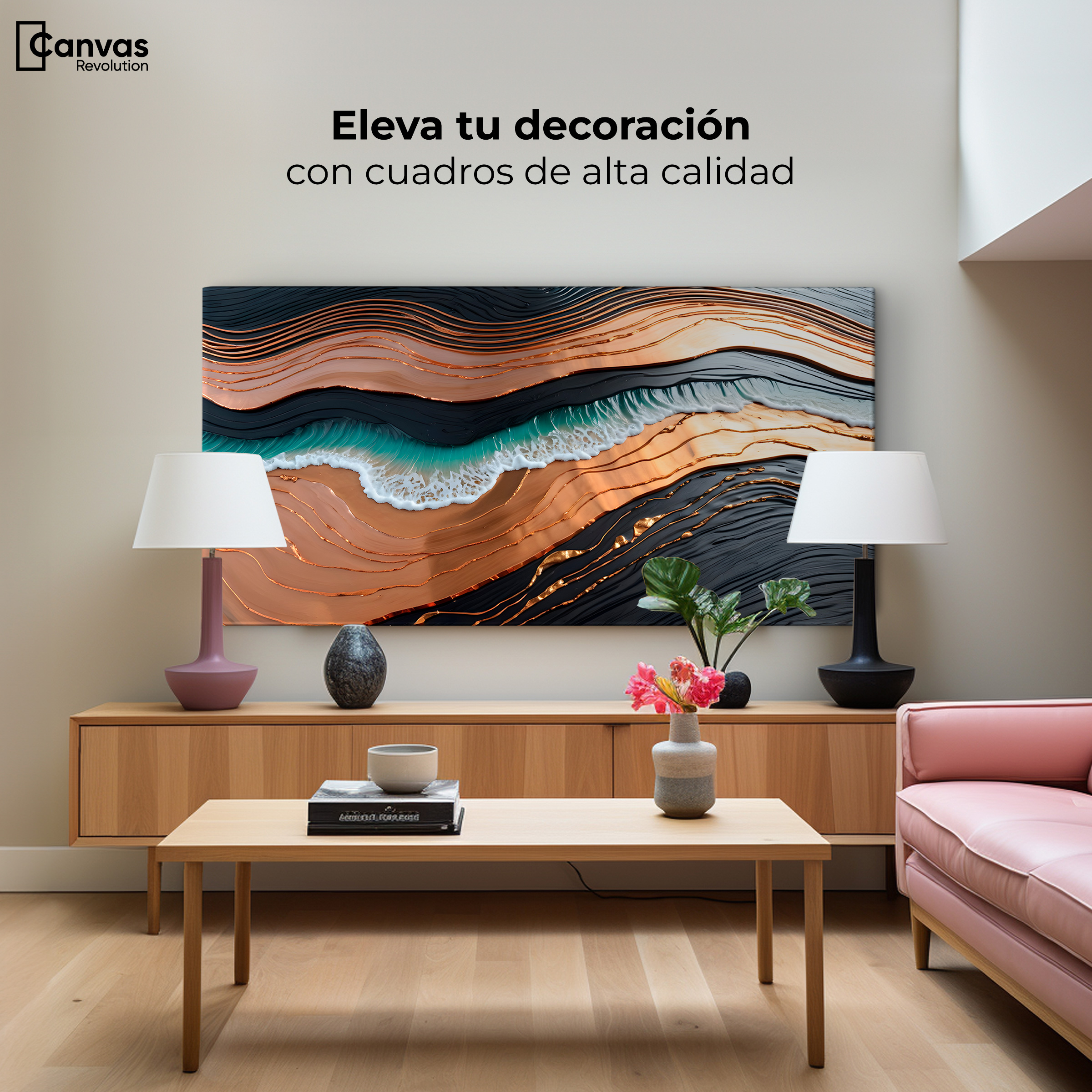Foto 4 pulgar | Cuadro Decorativo Canvas Abstracto Estructura Natural 120x60