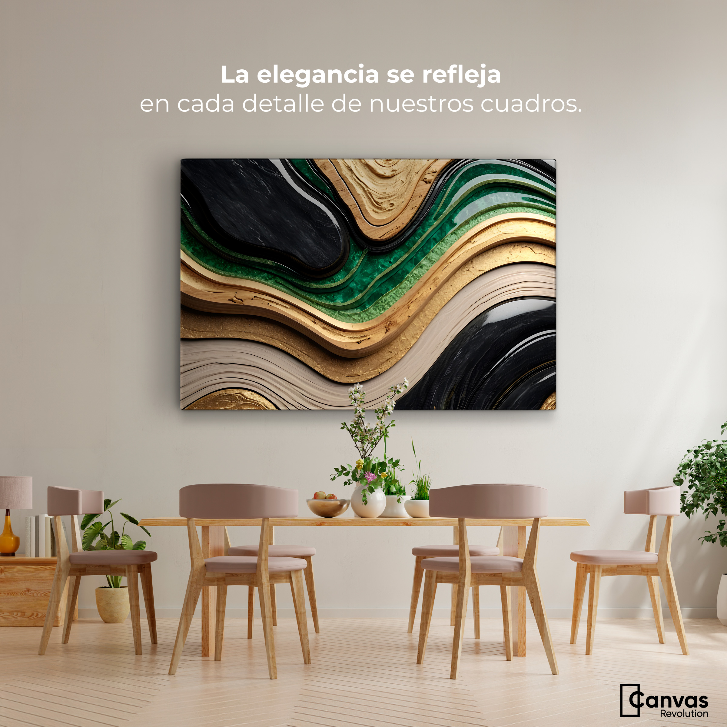 Foto 3 pulgar | Cuadro Decorativo Canvas Abstracto Río Abstracto Jade 90x60