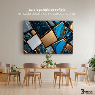 Foto 2 | Cuadro Decorativo Canvas Abstracto Trapecios Dorados 90x60