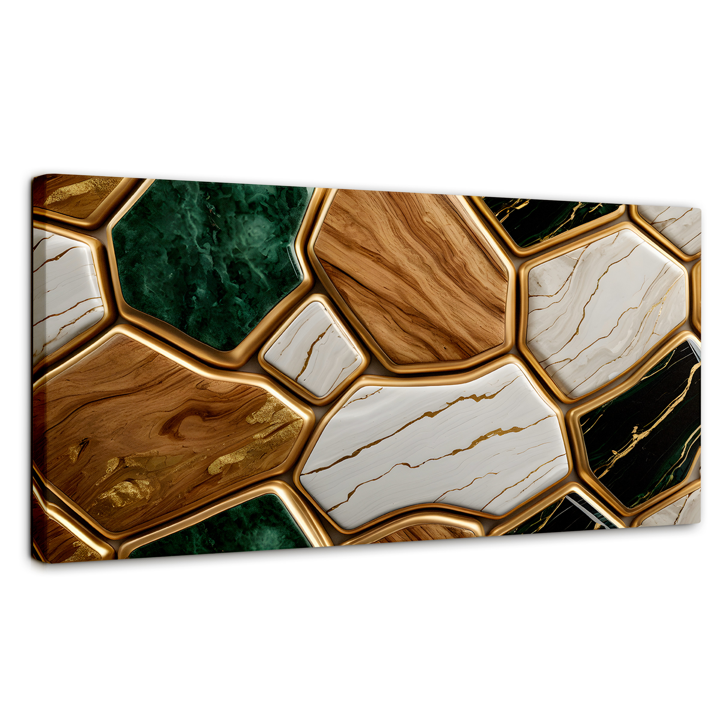 Foto 2 pulgar | Cuadro Decorativo Canvas Abstracto Eco Hexagonal Áureo 120x60