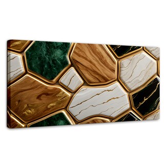 Foto 1 | Cuadro Decorativo Canvas Abstracto Eco Hexagonal Áureo 120x60