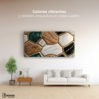 Foto 2 | Cuadro Decorativo Canvas Abstracto Eco Hexagonal Áureo 120x60