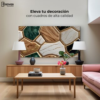 Foto 3 | Cuadro Decorativo Canvas Abstracto Eco Hexagonal Áureo 120x60
