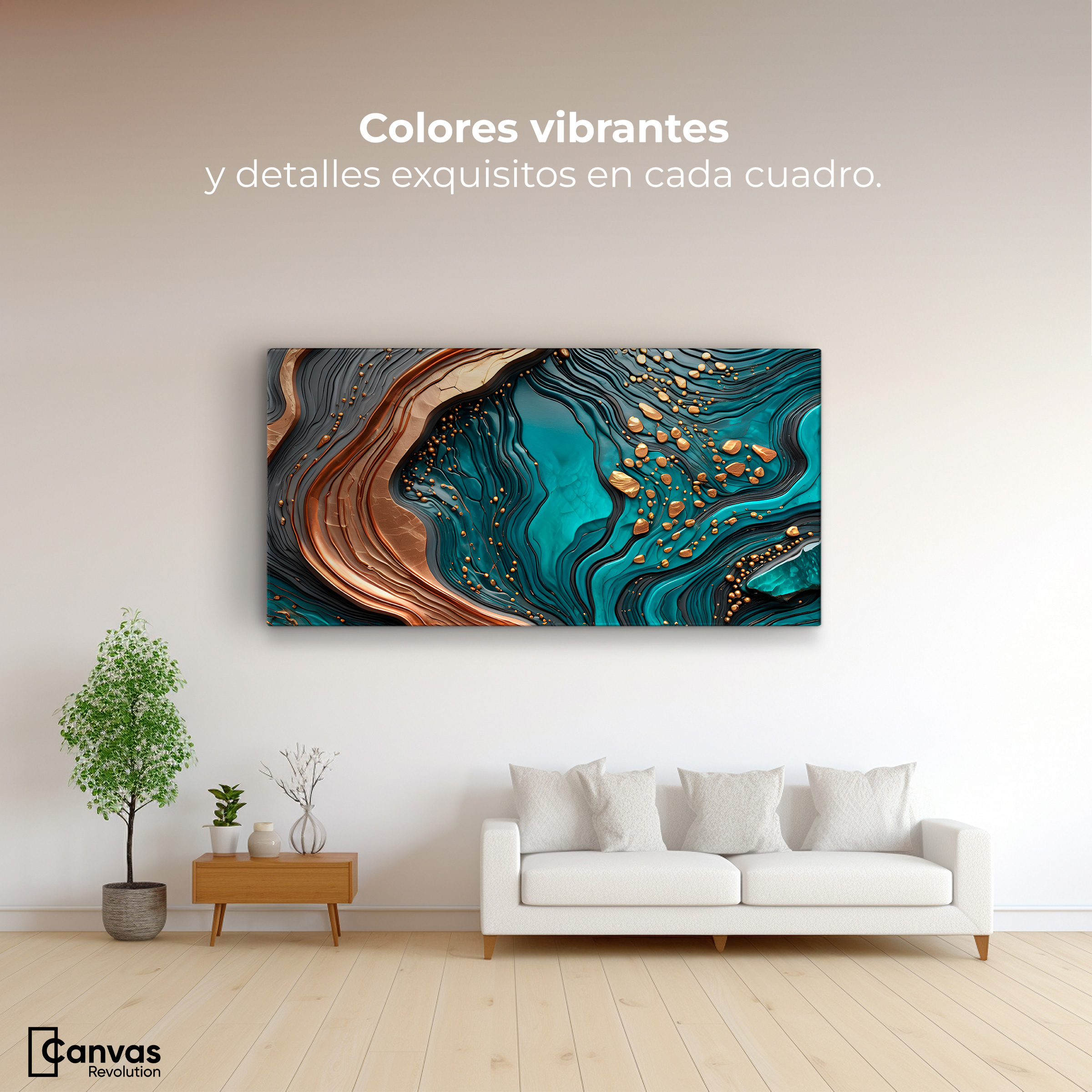 Foto 2 | Cuadro Decorativo Canvas Abstracto Elegancia Acuática 120x60