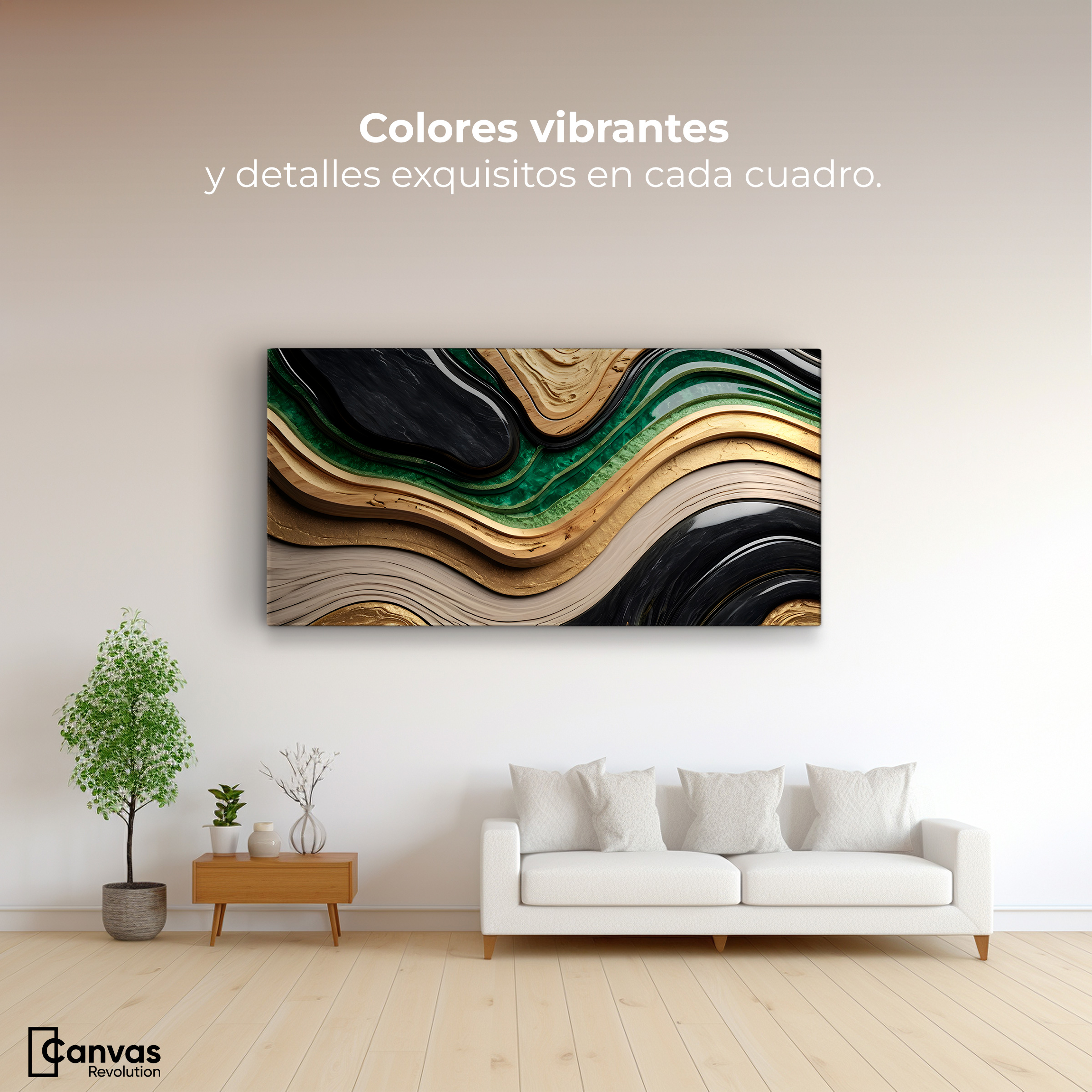 Foto 2 | Cuadro Decorativo Canvas Abstracto Río Abstracto Jade 120x60