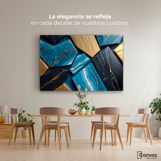 Foto 2 | Cuadro Decorativo Canvas Abstracto Azul Marmoleado 90x60