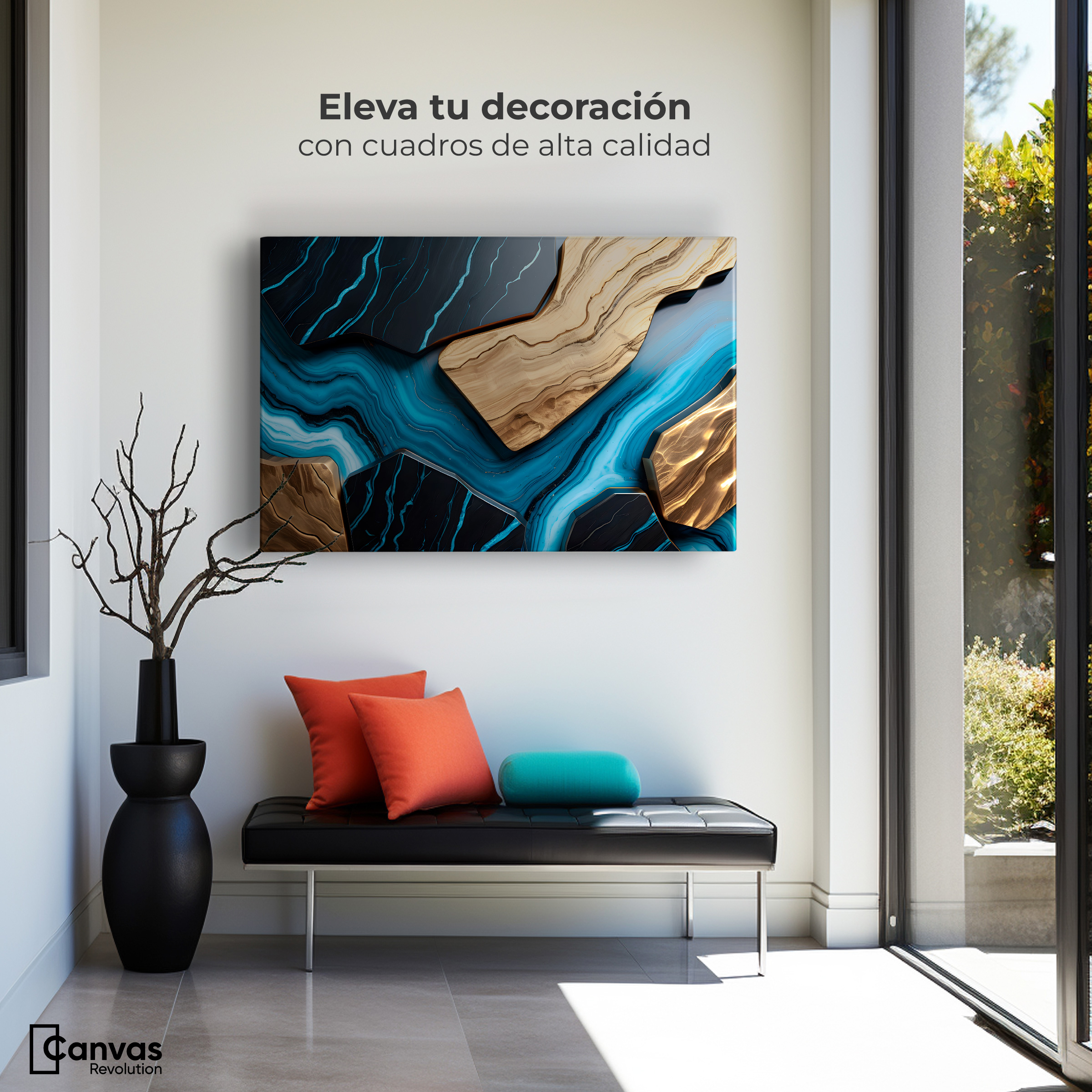 Foto 4 pulgar | Cuadro Decorativo Canvas Abstracto Ríos Eléctricos 90x60