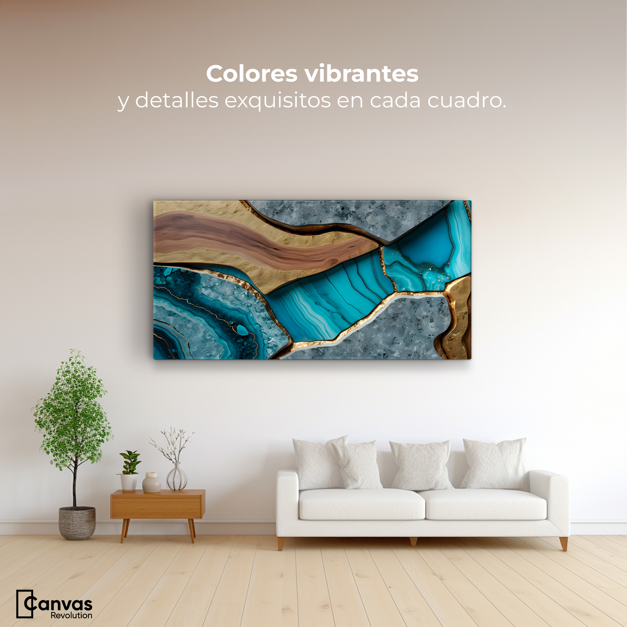 Foto 3 pulgar | Cuadro Decorativo Canvas Abstracto Capa Tierra Dorada 120x60