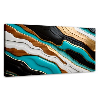 Foto 1 | Cuadro Decorativo Canvas Abstracto Río Oro Turquesa 120x60