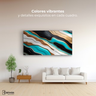 Foto 2 | Cuadro Decorativo Canvas Abstracto Río Oro Turquesa 120x60