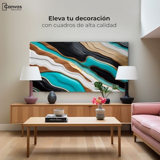 Foto 3 | Cuadro Decorativo Canvas Abstracto Río Oro Turquesa 120x60