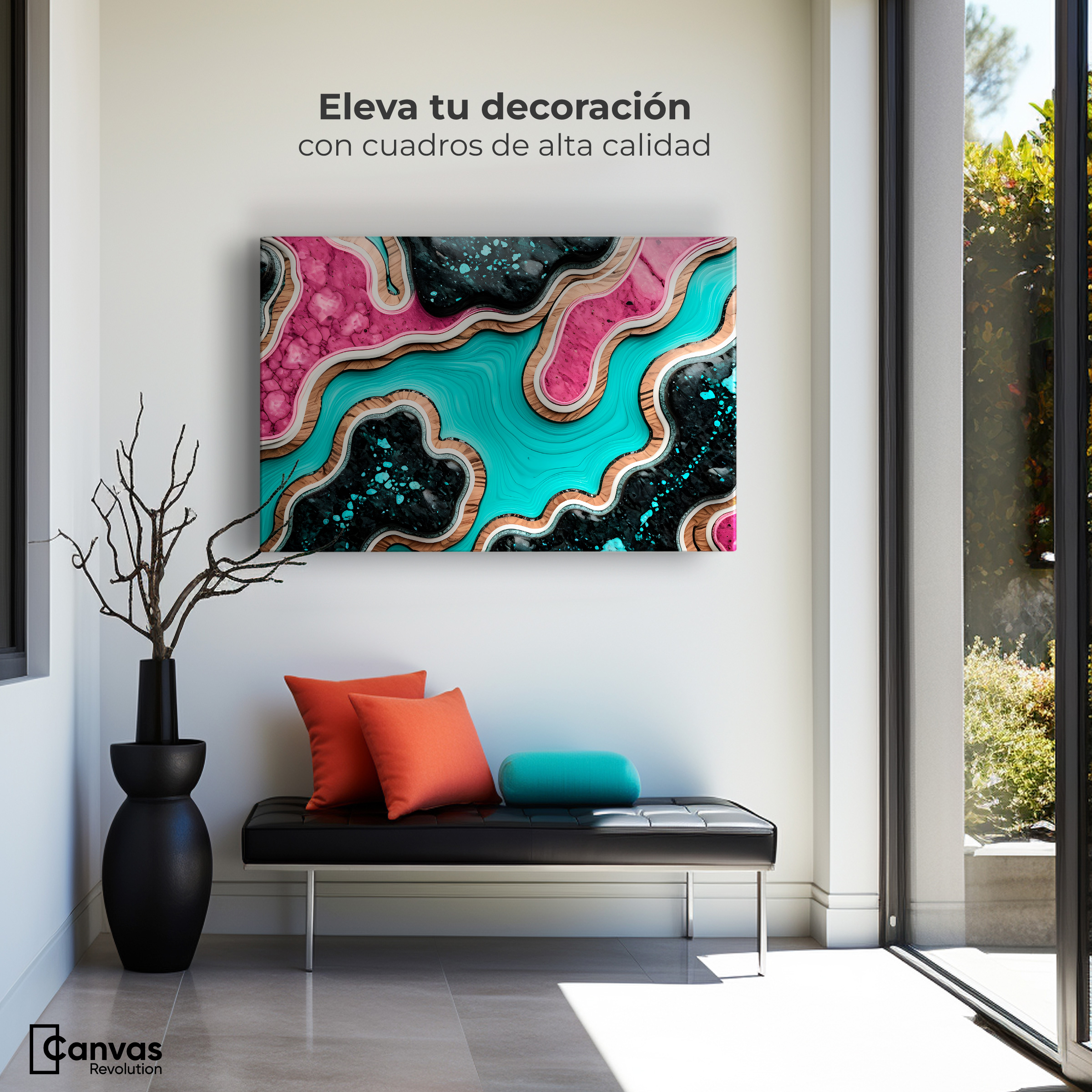Foto 4 pulgar | Cuadro Decorativo Canvas Abstracto Susurros Metálicos 90x60