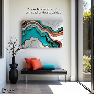 Foto 3 | Cuadro Decorativo Canvas Abstracto Mármol Acuático 90x60