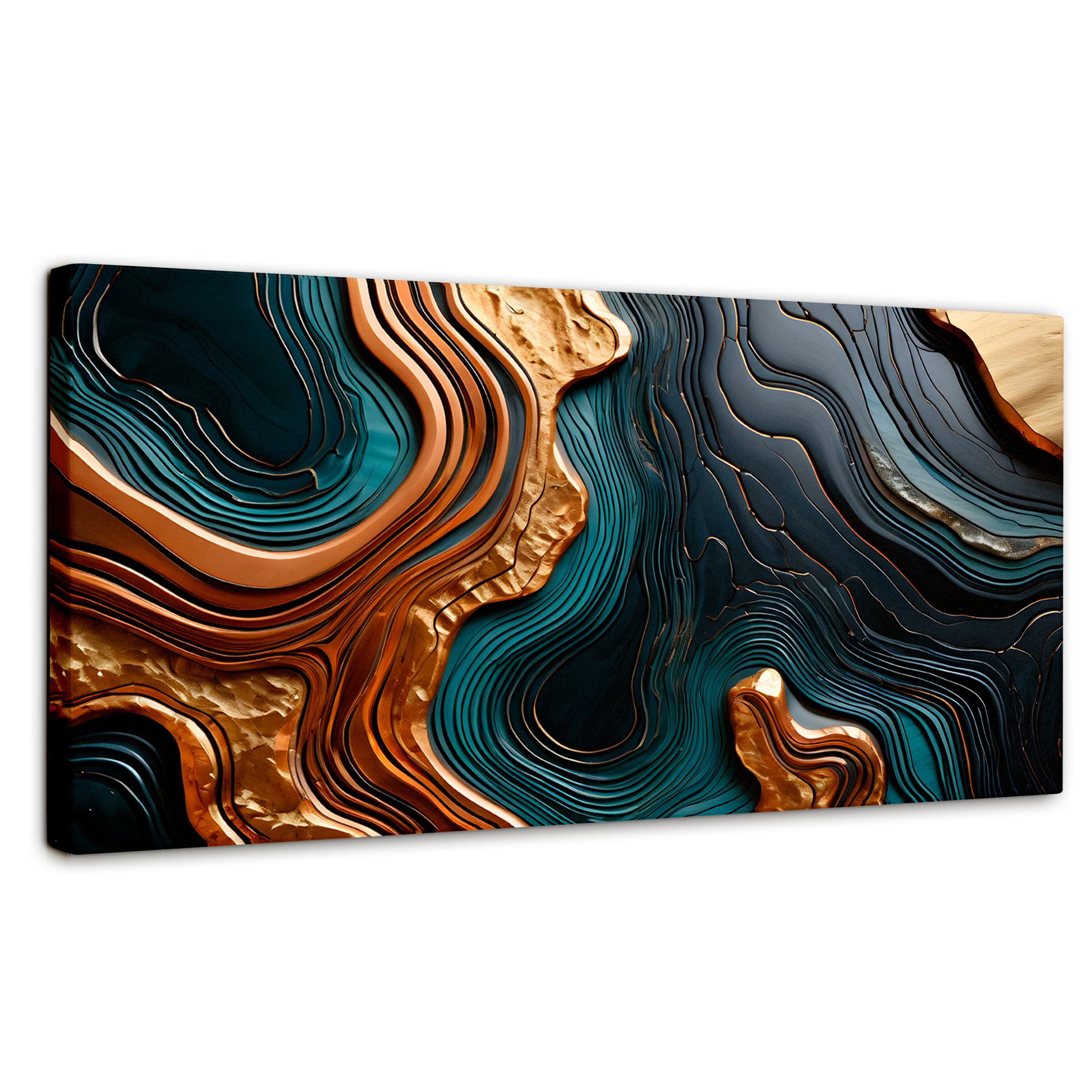 Cuadro Decorativo Canvas Abstracto Ondas Turquesas 120x60