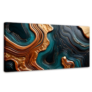 Foto 1 | Cuadro Decorativo Canvas Abstracto Ondas Turquesas 120x60