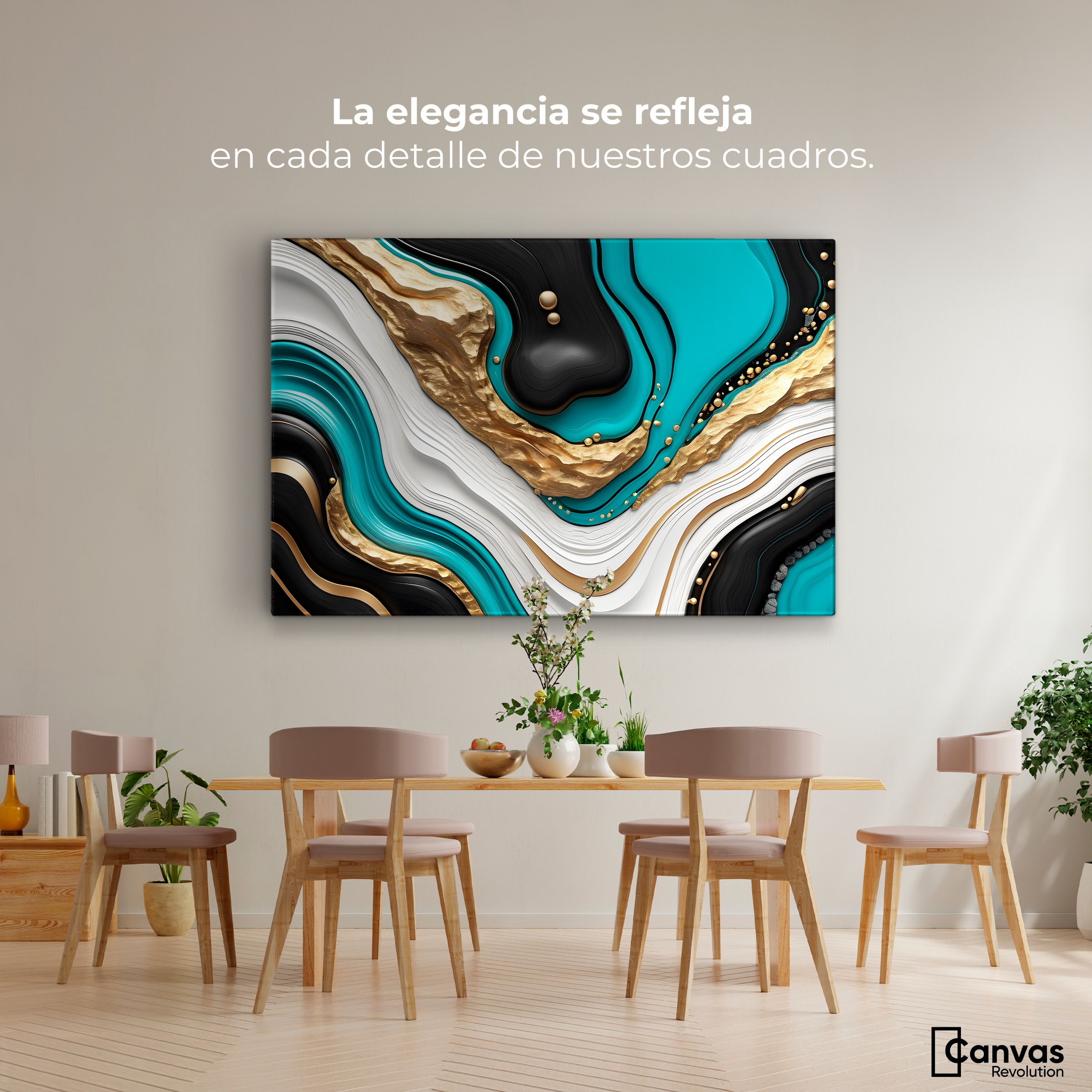 Foto 3 pulgar | Cuadro Decorativo Canvas Abstracto Elegancia Fluida 90x60