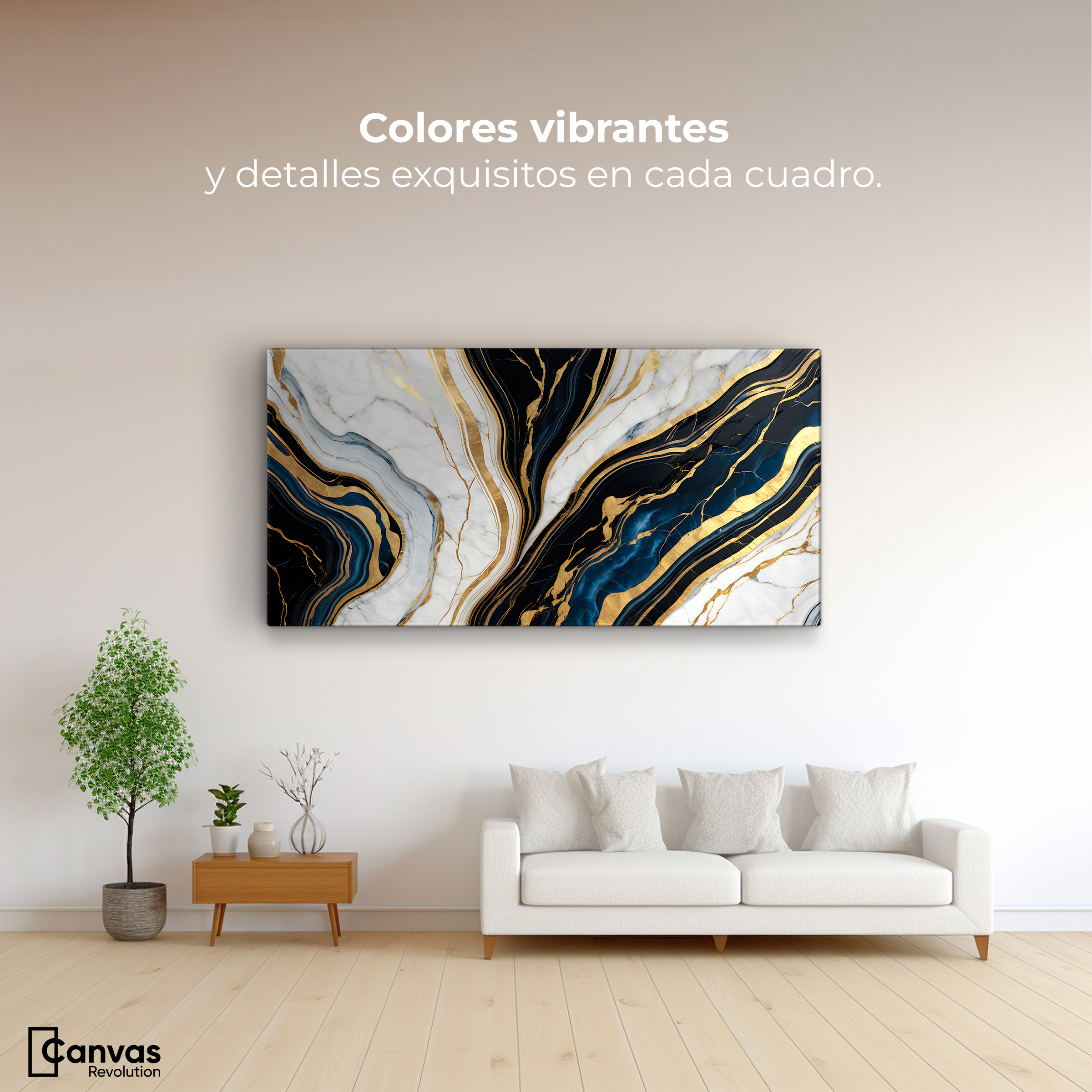 Foto 2 | Cuadro Decorativo Canvas Abstracto Mármol Lujoso Oro 90x60