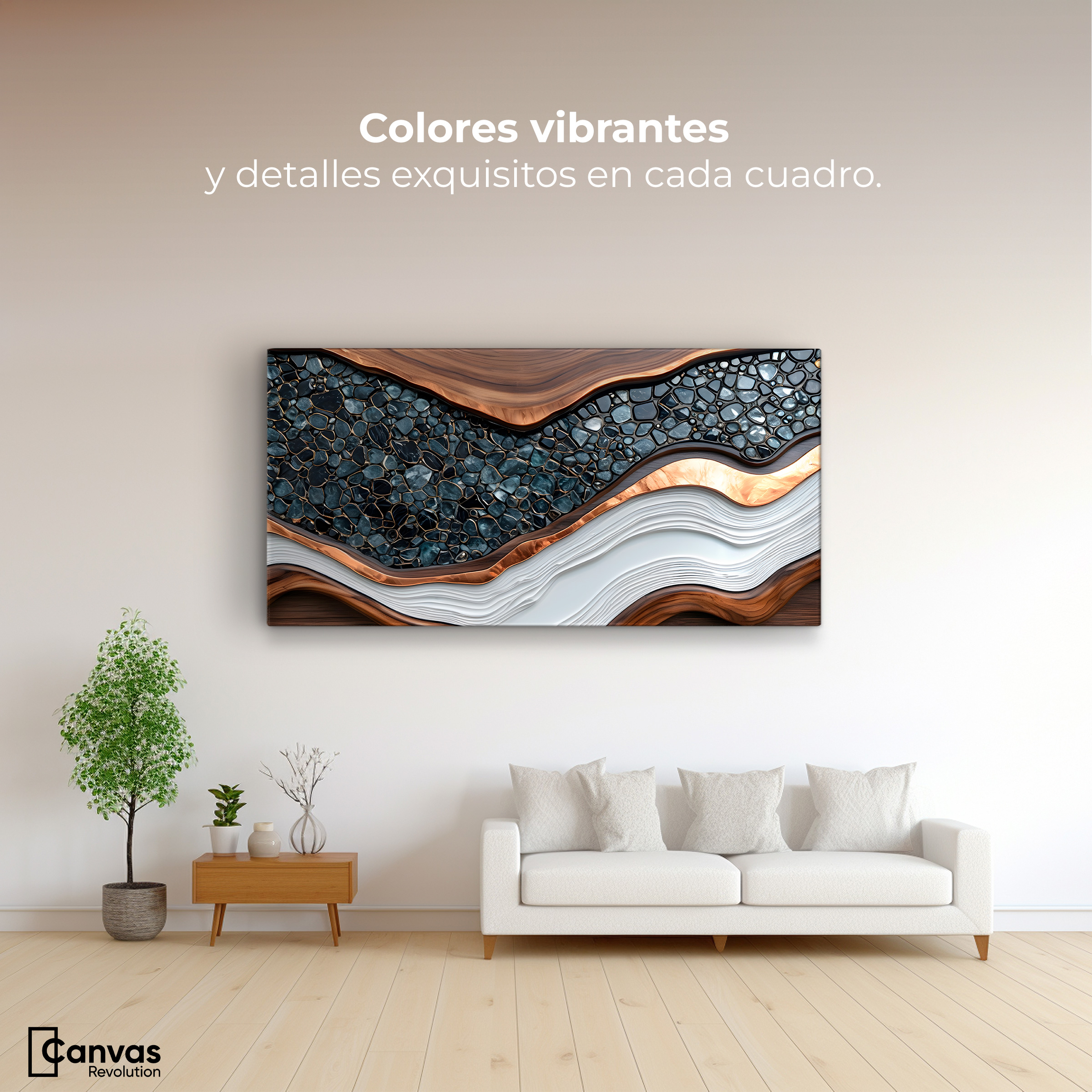 Foto 2 | Cuadro Decorativo Canvas Abstracto Textura Metálica 120x60