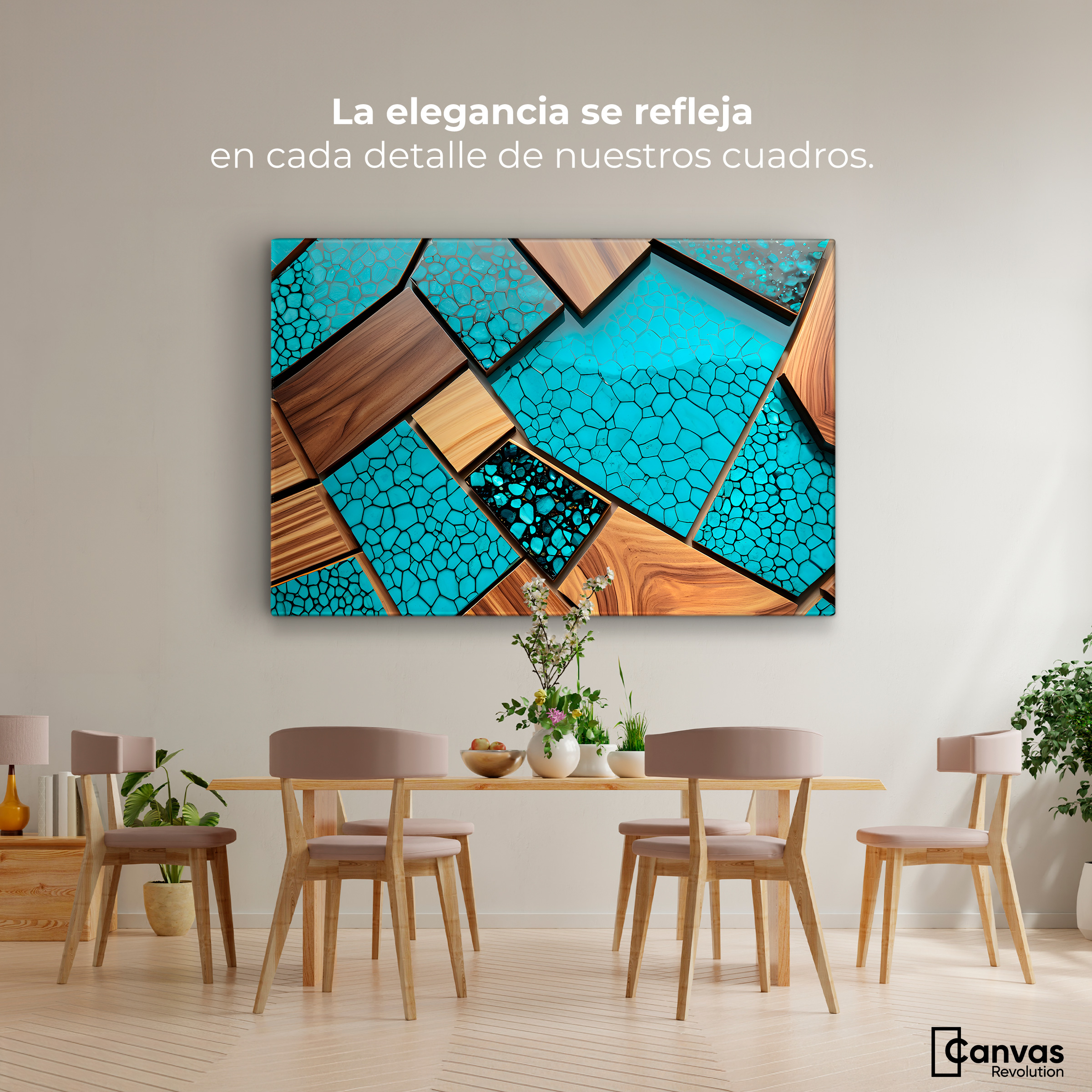 Foto 3 pulgar | Cuadro Decorativo Canvas Abstracto Auroras Vibrantes 90x60
