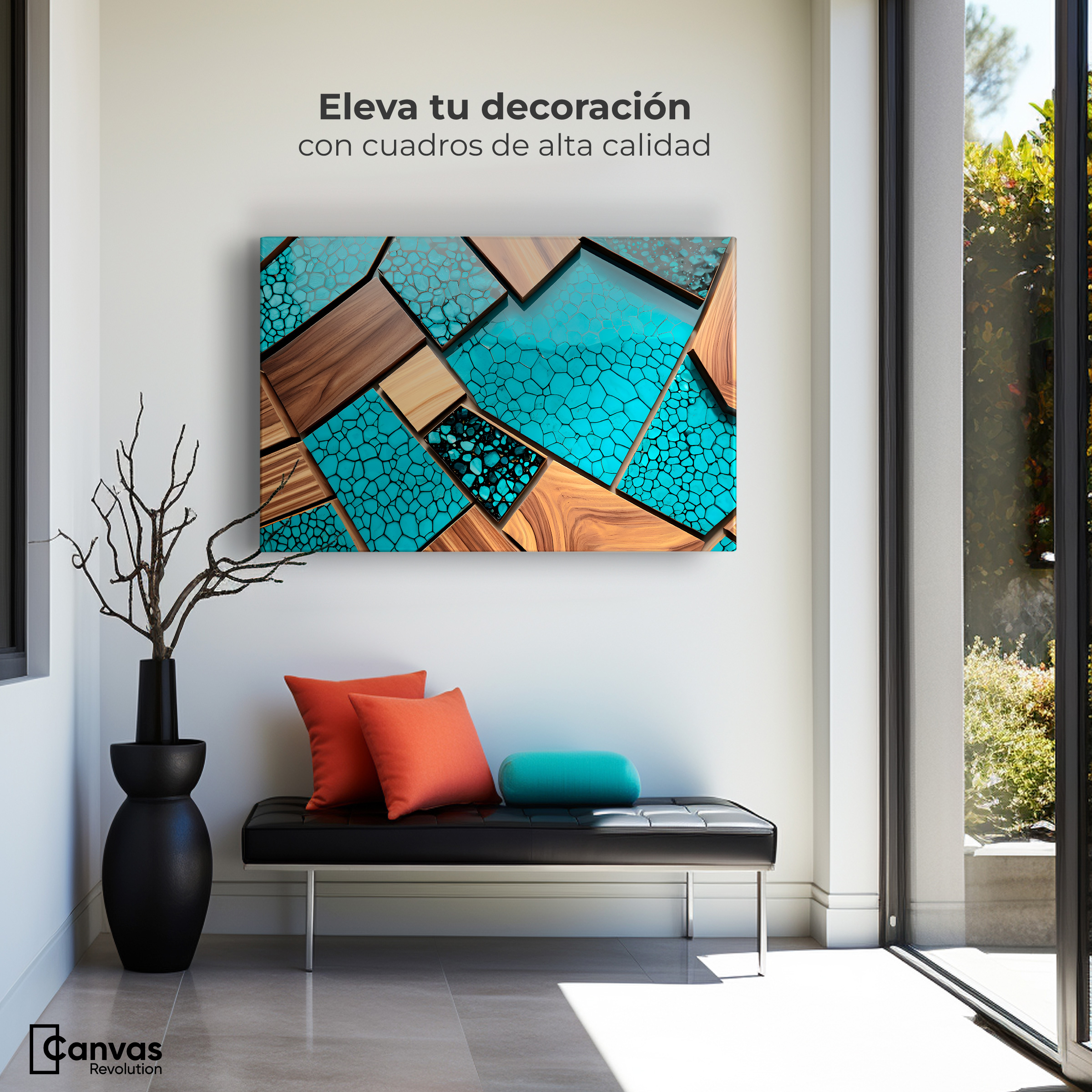 Foto 4 pulgar | Cuadro Decorativo Canvas Abstracto Auroras Vibrantes 90x60