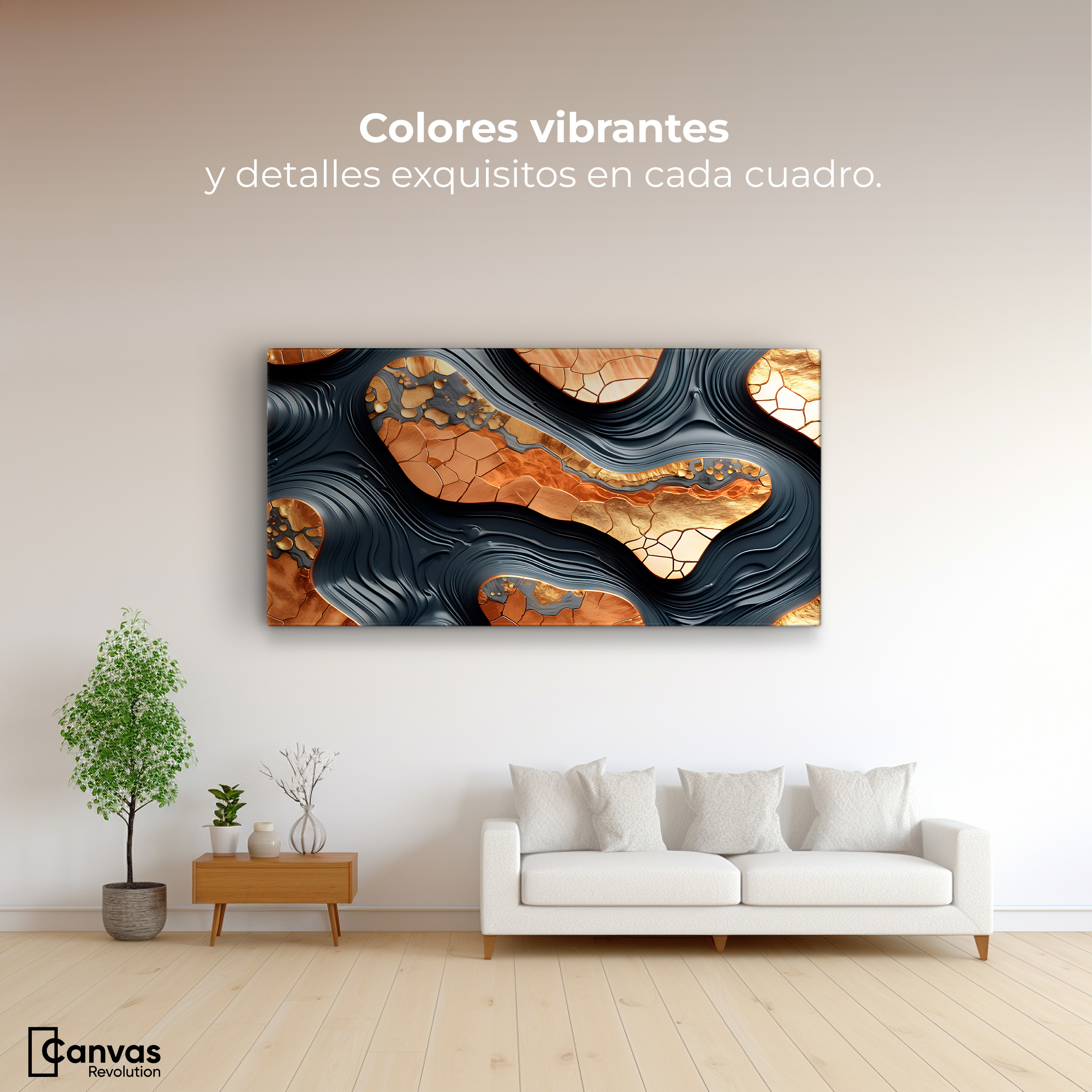 Foto 2 | Cuadro Decorativo Canvas Abstracto Metálico 120x60