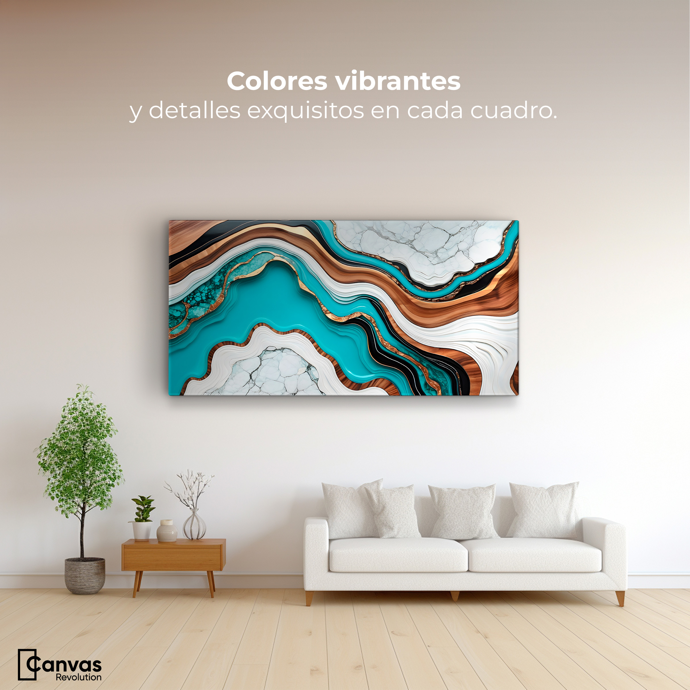 Foto 2 | Cuadro Decorativo Canvas Abstracto Mármol Acuático 120x60