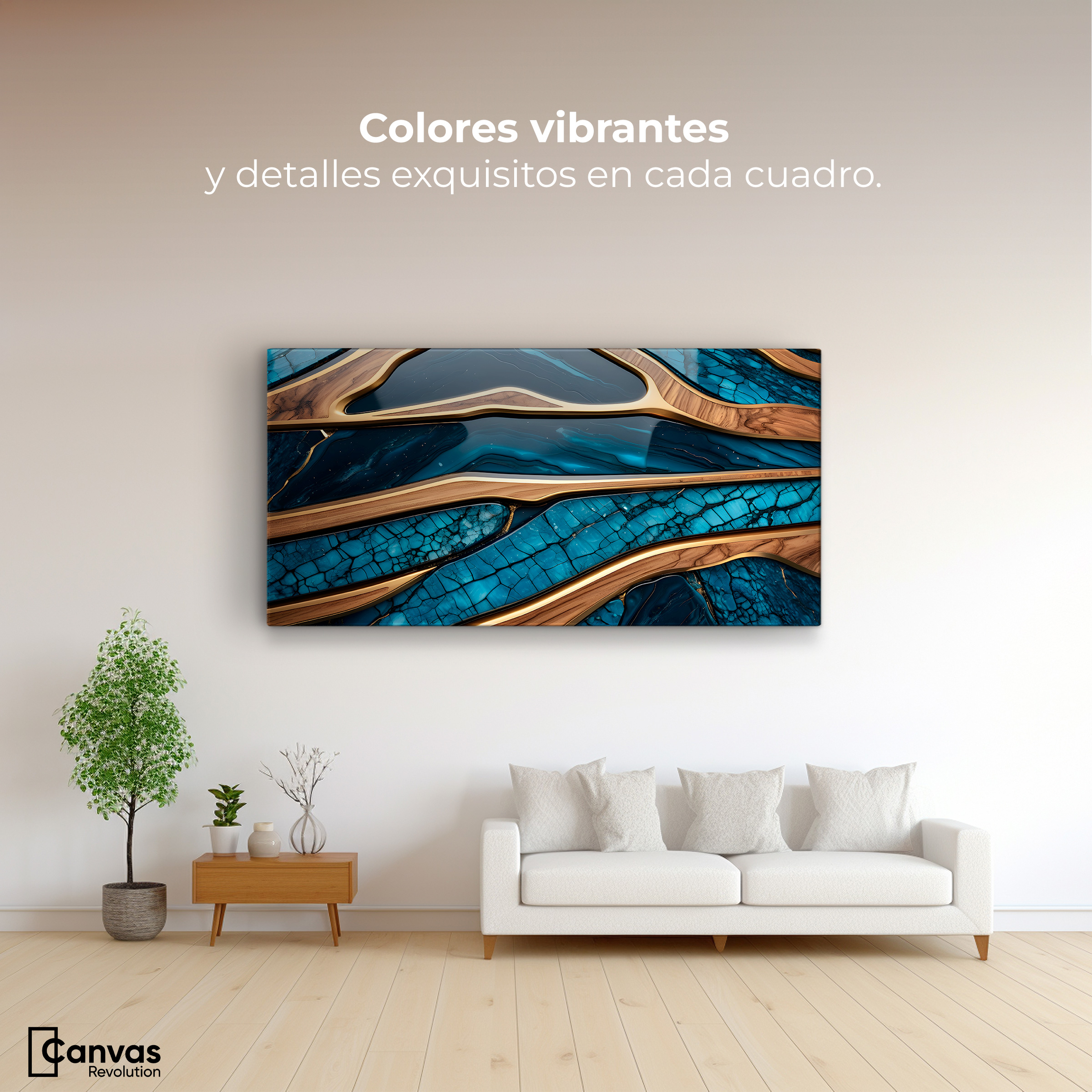 Foto 3 pulgar | Cuadro Decorativo Canvas Abstracto Elegancia Oceánica 120x60