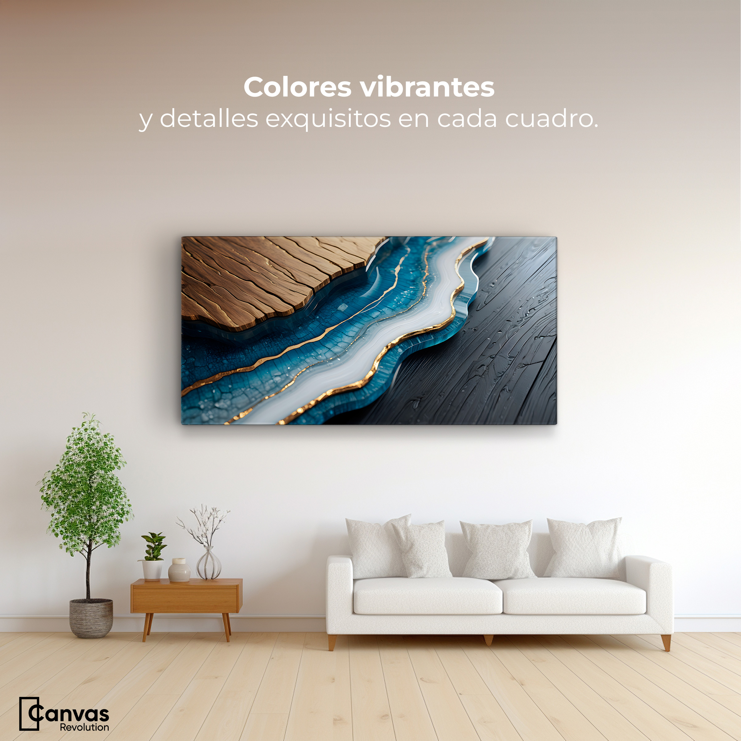 Foto 2 | Cuadro Decorativo Canvas Abstracto Río Resina Azul 120x60