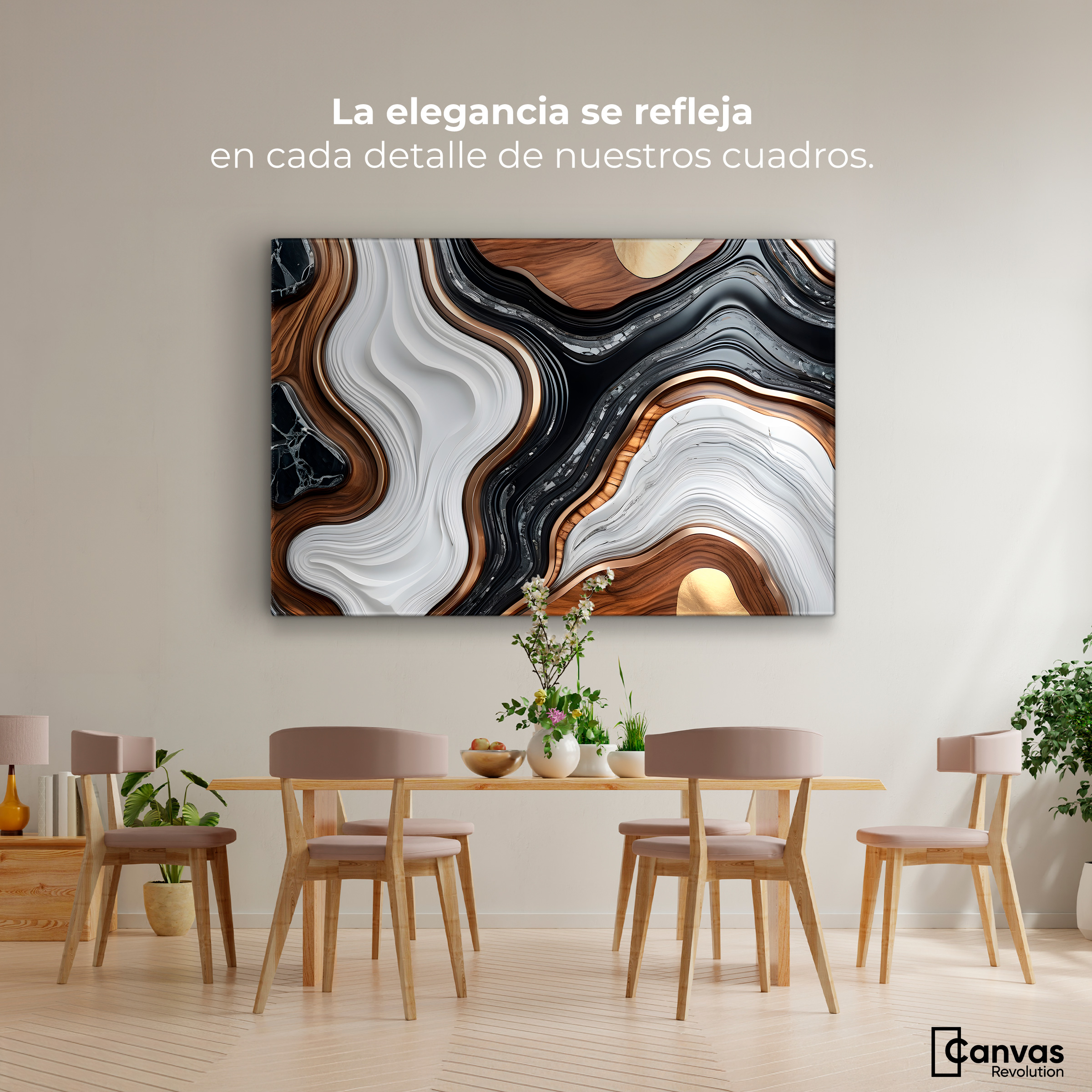 Foto 2 | Cuadro Decorativo Canvas Abstracto Remolinos Elegantes 90x60